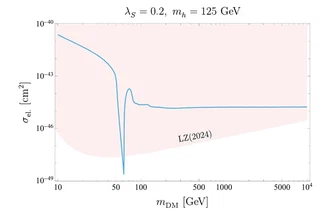 Spin-independent DM-nucleon cross section along the relic density curve, compared with the LZ 2024 limit.